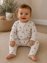 Lightning Bolts / Organic Pointelle 2-Way Zip Romper
