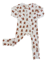 Gingerbread / Organic Pointelle 2-Way Zip Romper