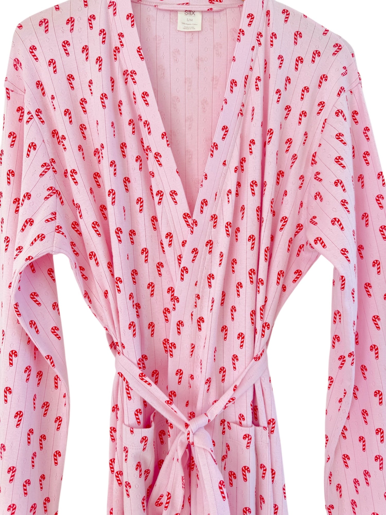 Pink Candy Cane / Organic Pointelle Women's Robe