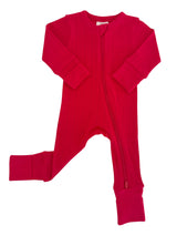 Red / Organic Pointelle 2-Way Zip Romper