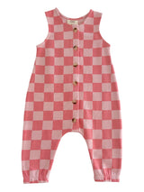 Strawberry/Rosy Checkerboard / Organic Bay Jumpsuit