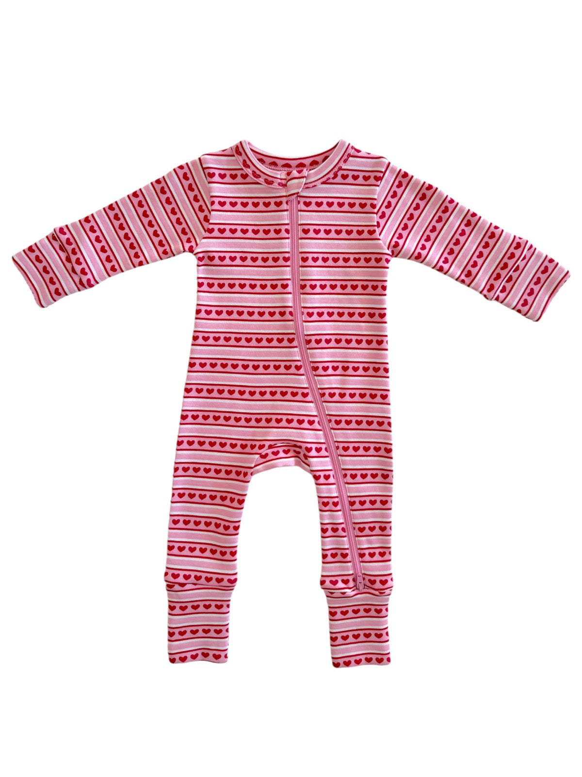 Valentine Stripe / Organic 2-Way Zip Romper