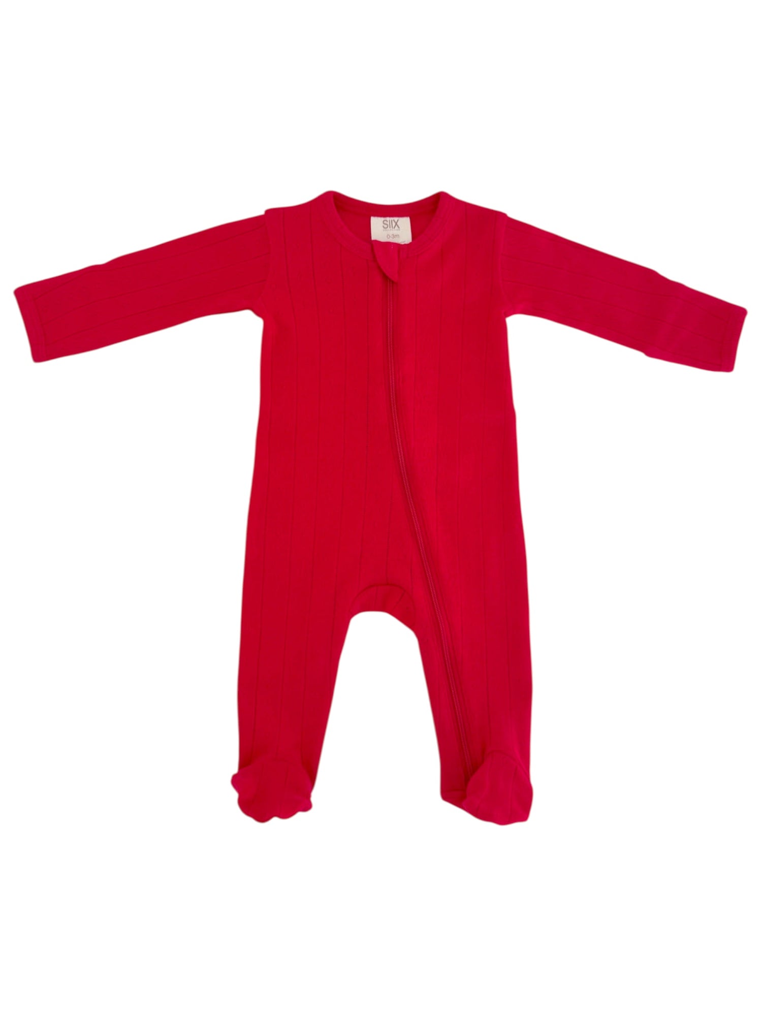 Red / Organic Pointelle 2-Way Zip Footie