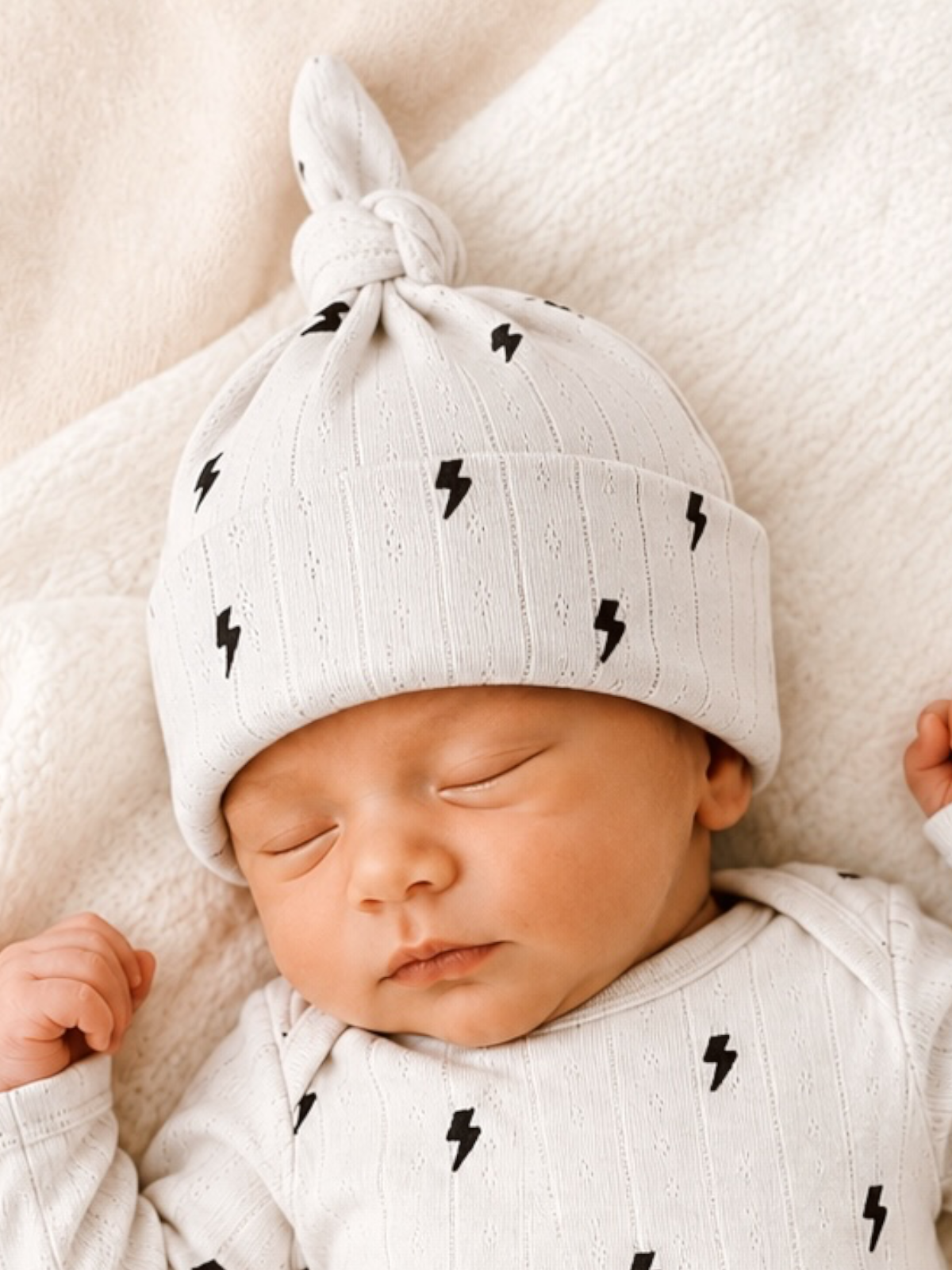 Lightning Bolts / Organic Pointelle Beanie