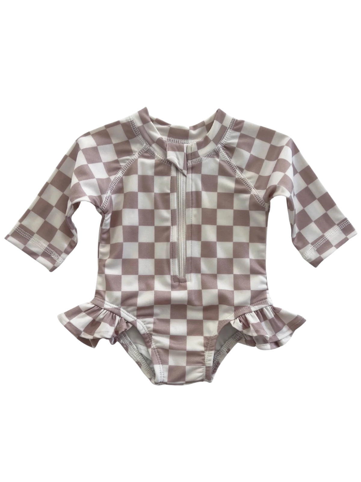 Tiramisu Checkerboard / Skipper Rashguard Swimsuit / UPF 50+