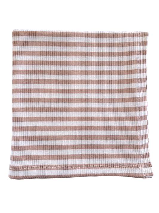 Tan Stripe / Organic Ribbed Swaddle