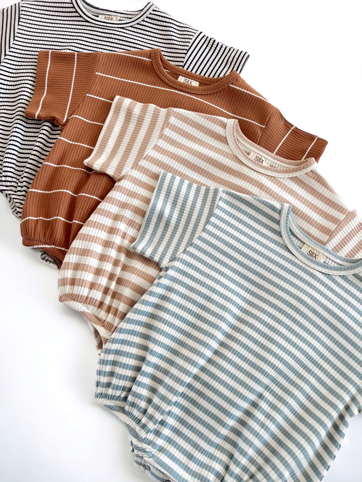 Tan Stripe / Organic Ribbed T-Shirt Bubble