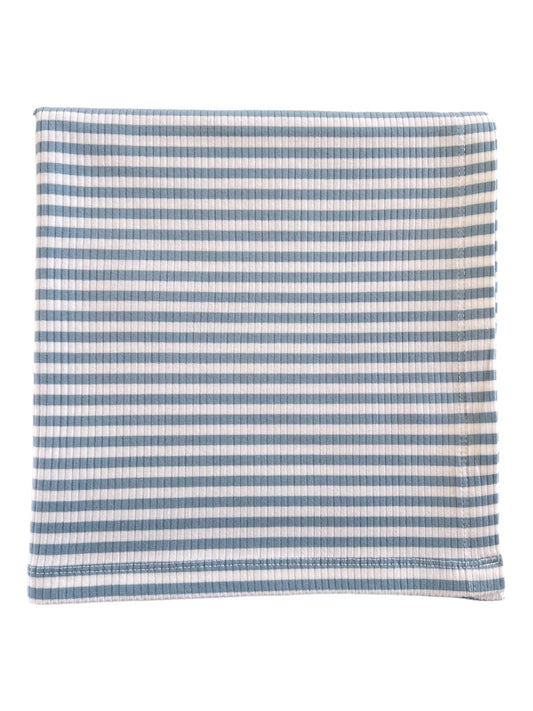 Dusty Blue Stripe / Organic Ribbed Swaddle