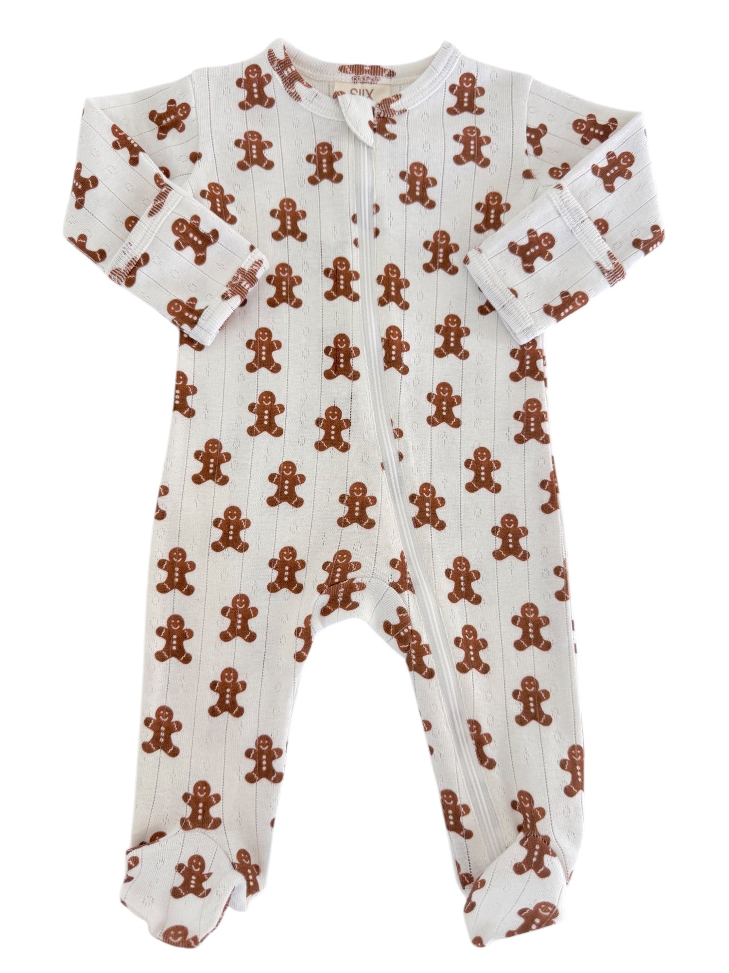 Gingerbread / Organic Pointelle 2-Way Zip Footie
