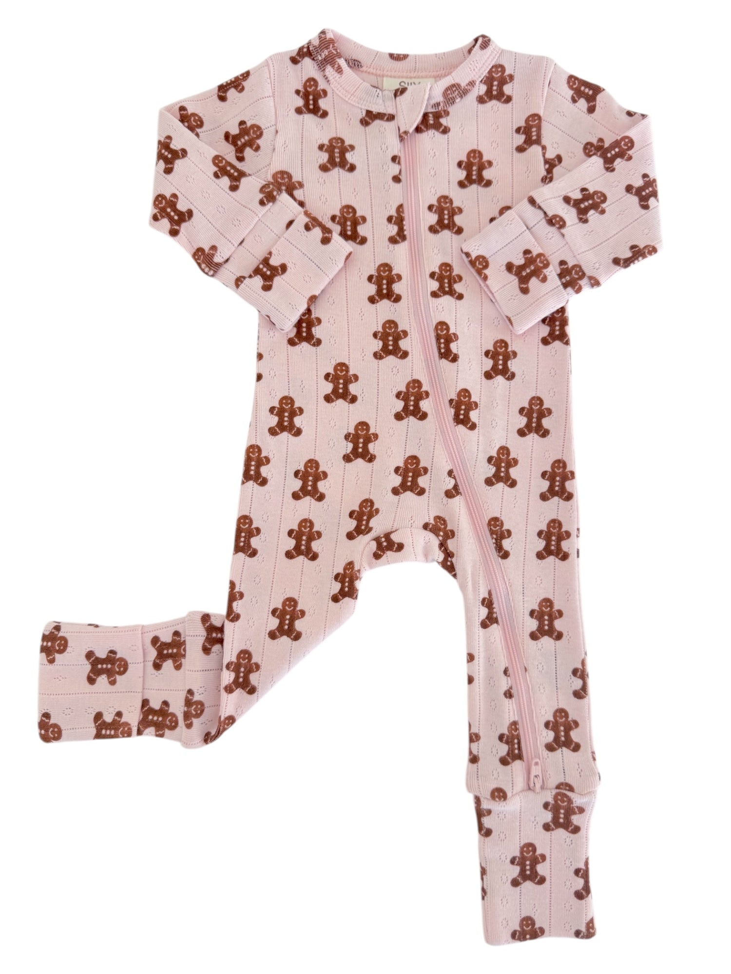 Blush Gingerbread / Organic Pointelle 2-Way Zip Romper