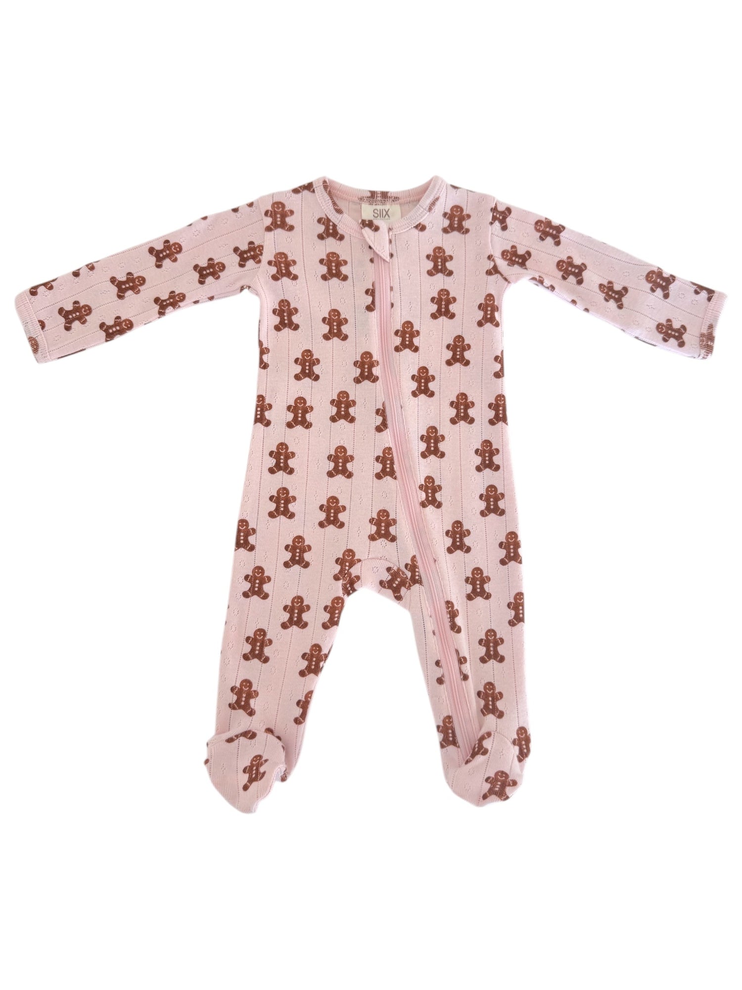 Blush Gingerbread / Organic Pointelle 2-Way Zip Footie