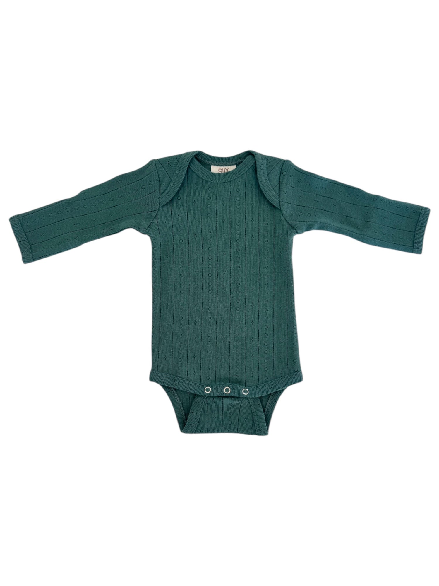 Pine / Organic Pointelle Long Sleeve Bodysuit