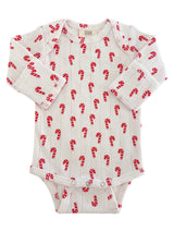 Candy Cane / Organic Pointelle Long Sleeve Bodysuit