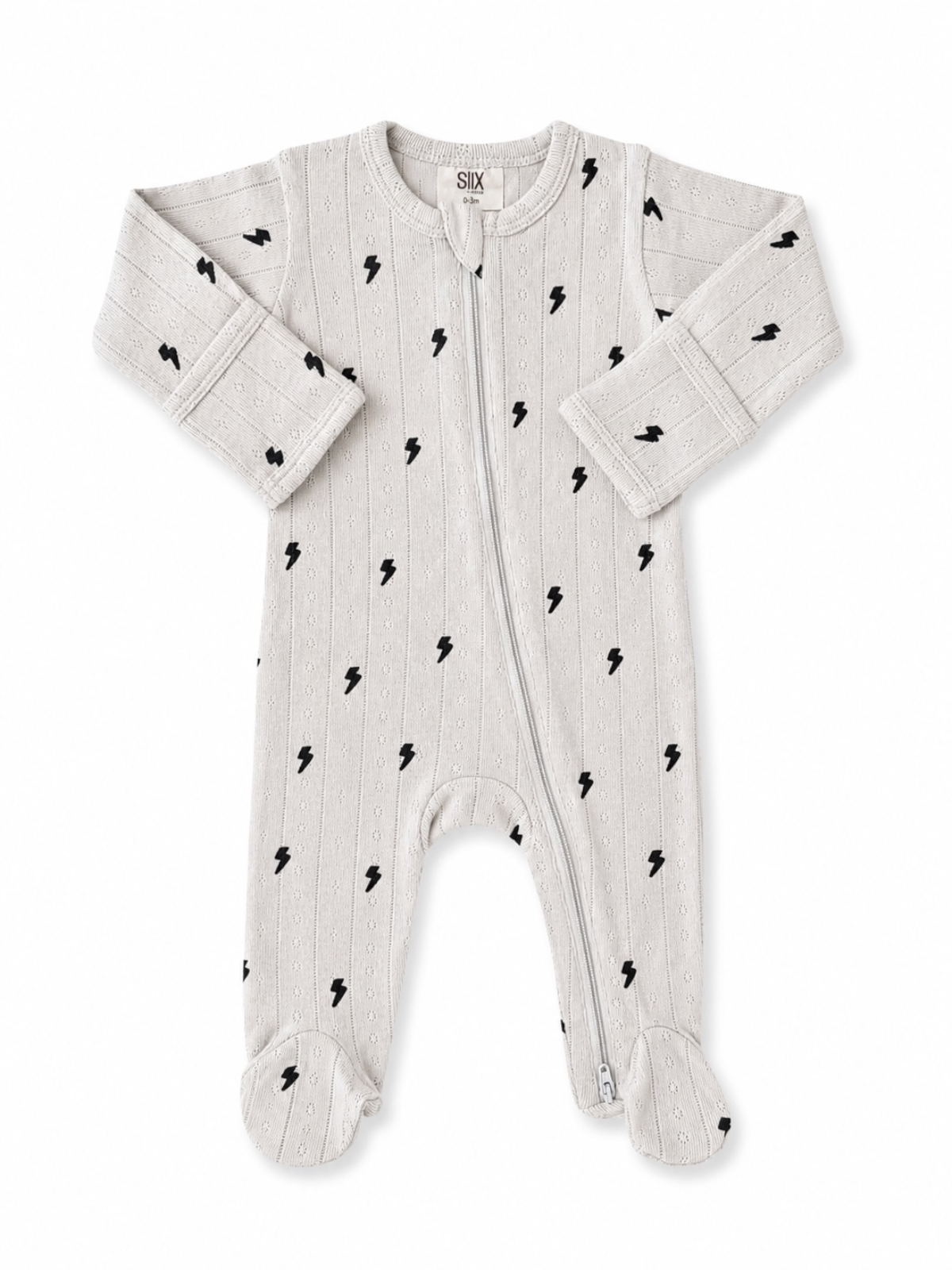 Lightning Bolts / Organic Pointelle 2-Way Zip Footie
