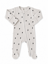 Lightning Bolts / Organic Pointelle 2-Way Zip Footie