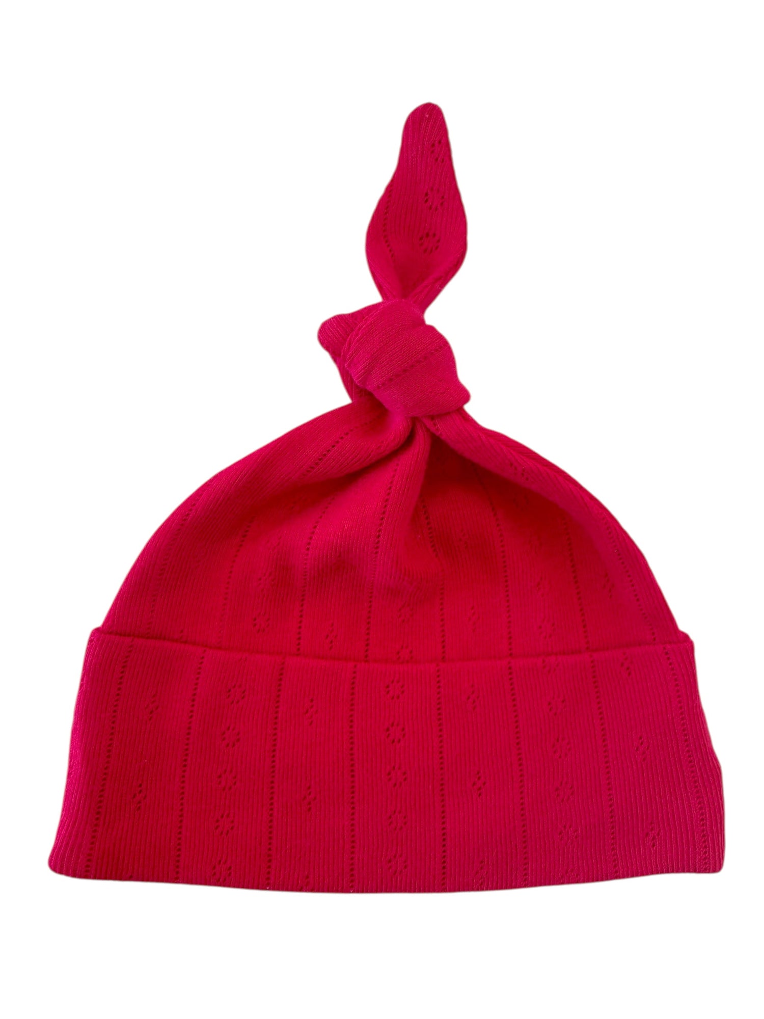 Red / Organic Pointelle Beanie