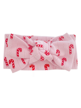 Pink Candy Cane / Organic Pointelle Bow