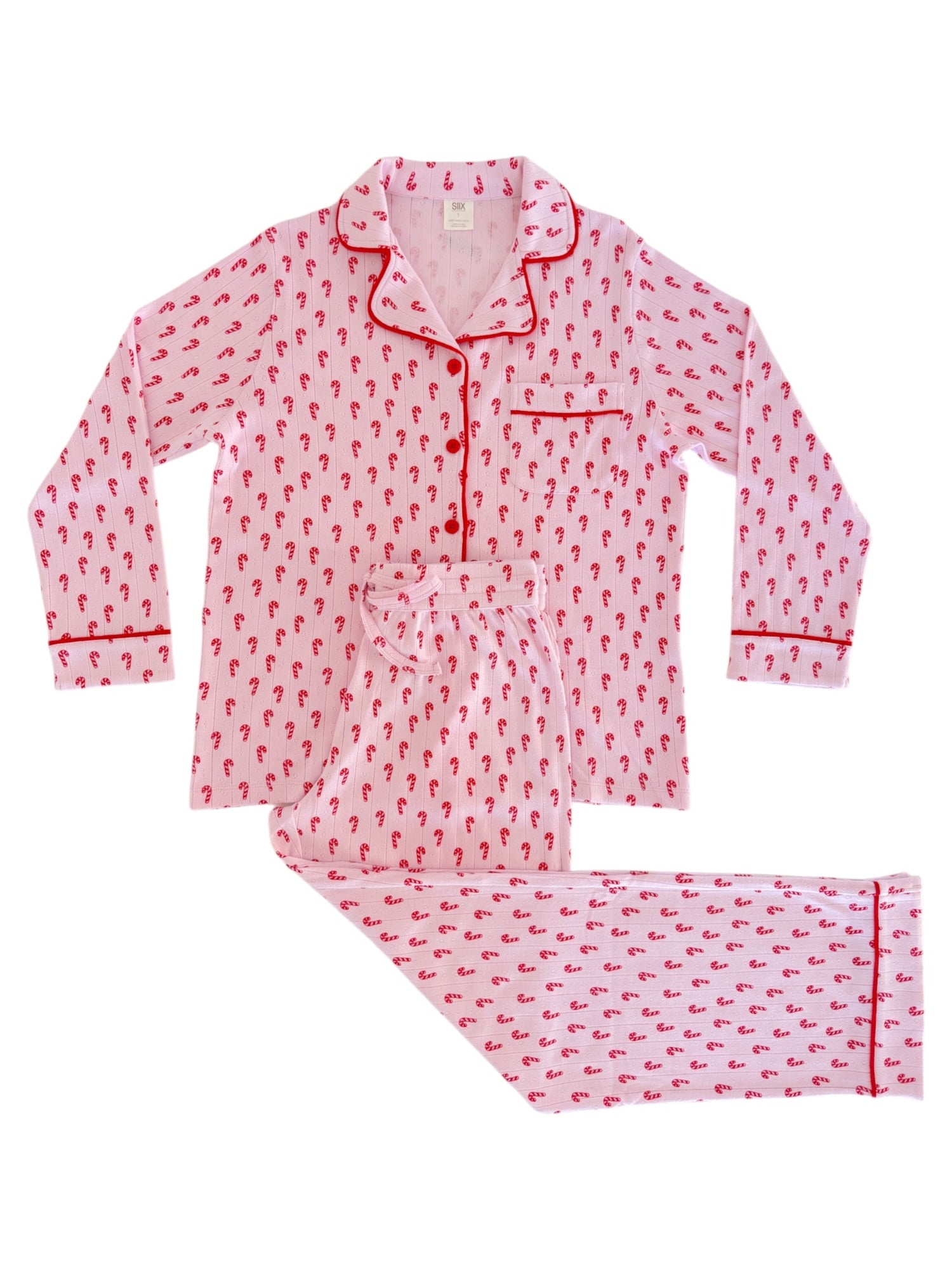 Pink Candy Cane / Organic Pointelle Women's Lounge Set