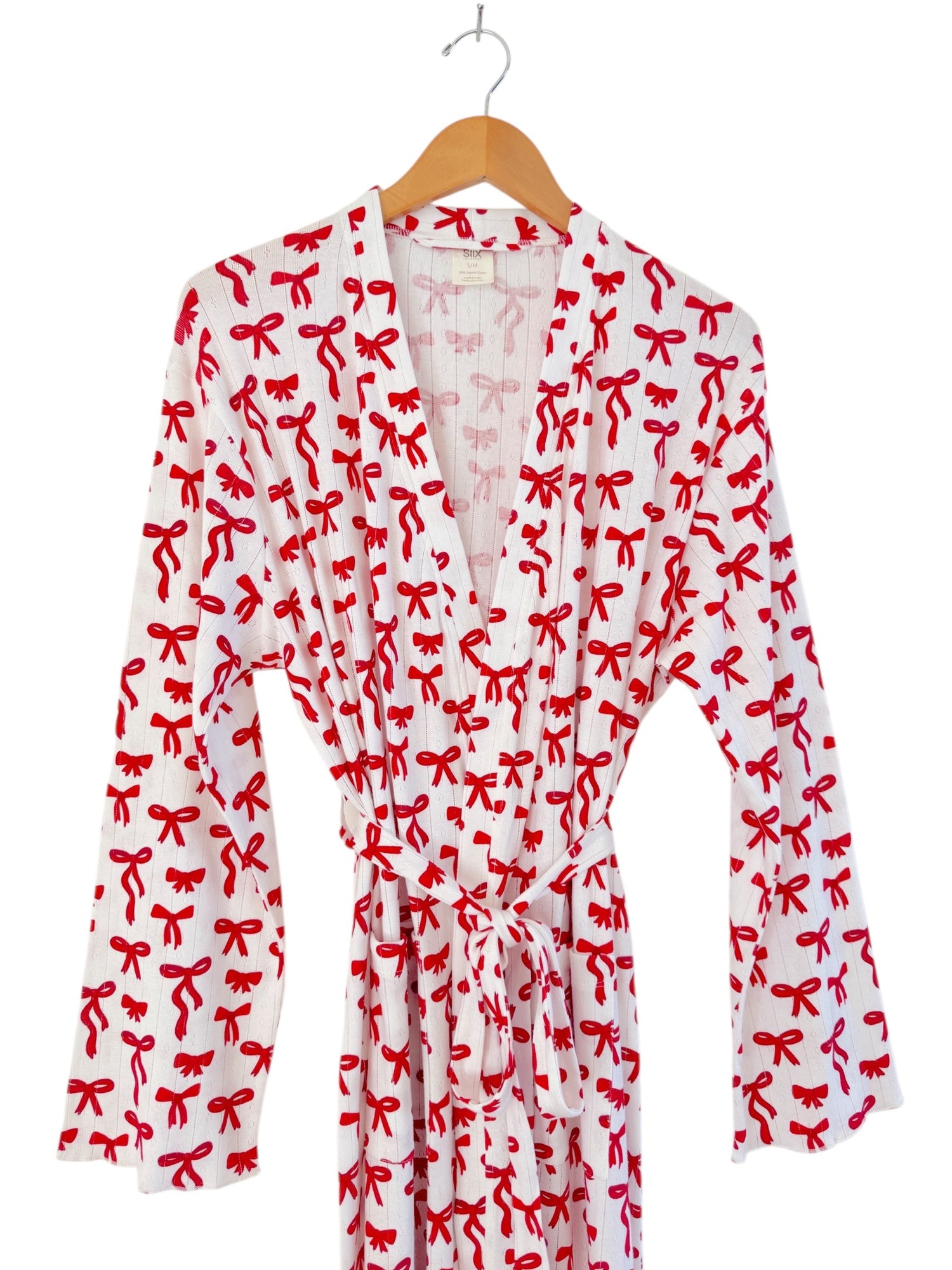 Red Bows / Organic Pointelle Women's Robe