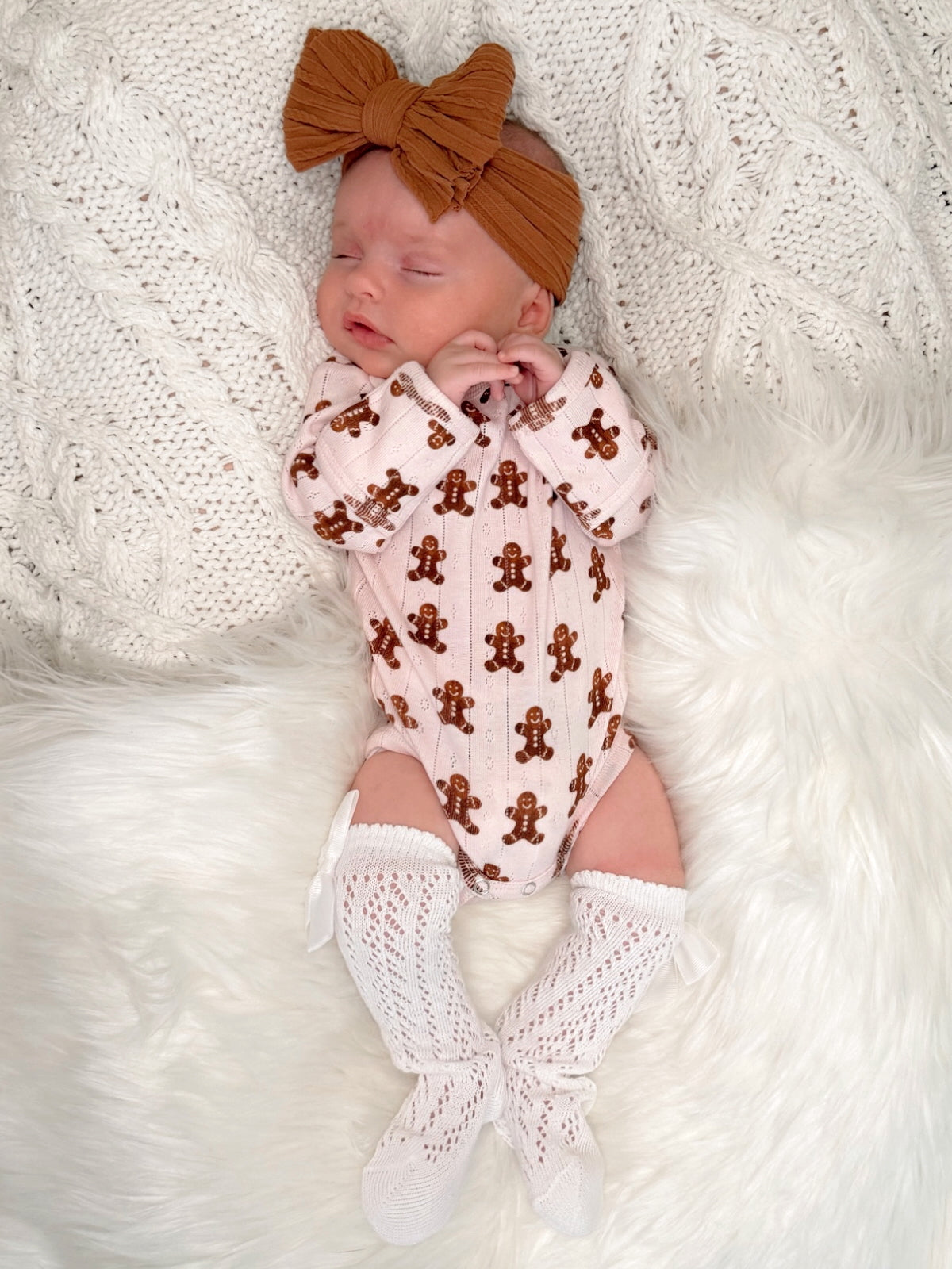 Blush Gingerbread / Organic Pointelle Long Sleeve Bodysuit