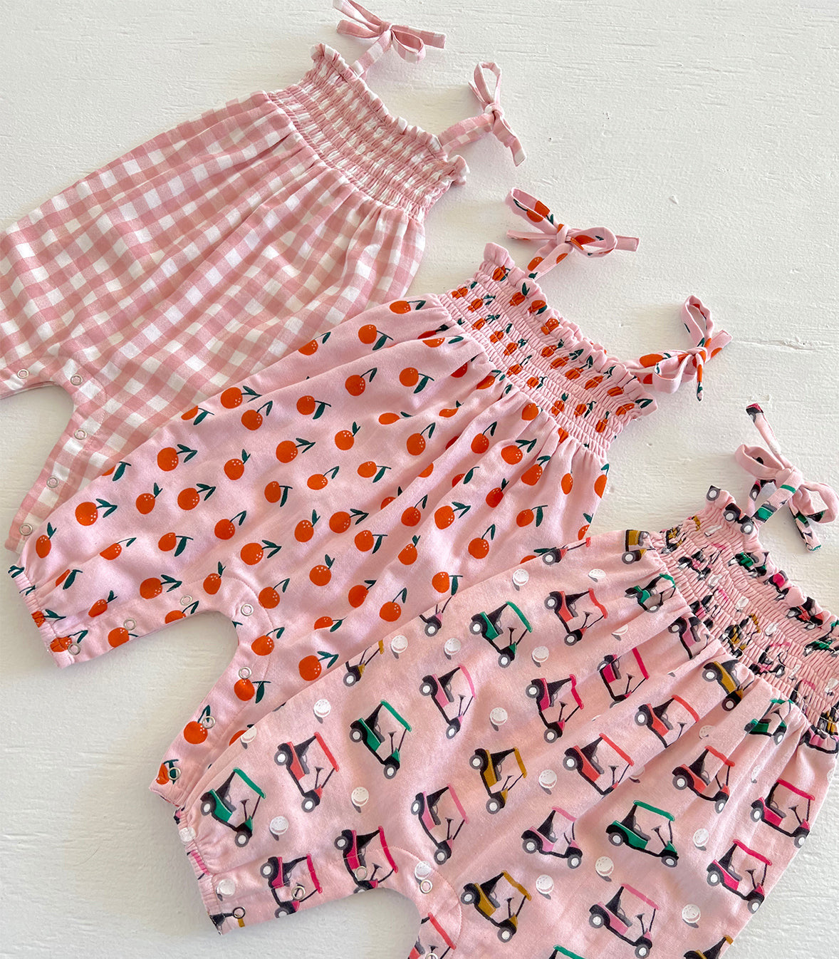 Pink Gingham / Organic Smocked Jumpsuit