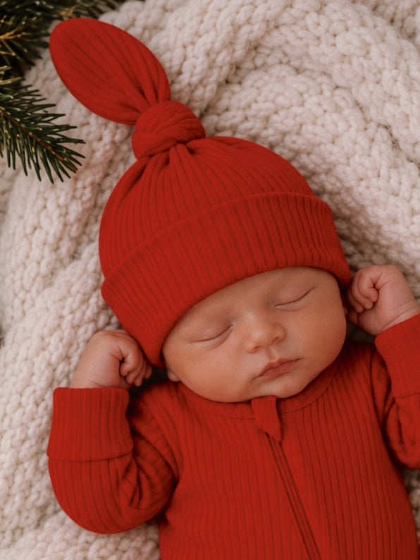 Red / Ribbed Beanie