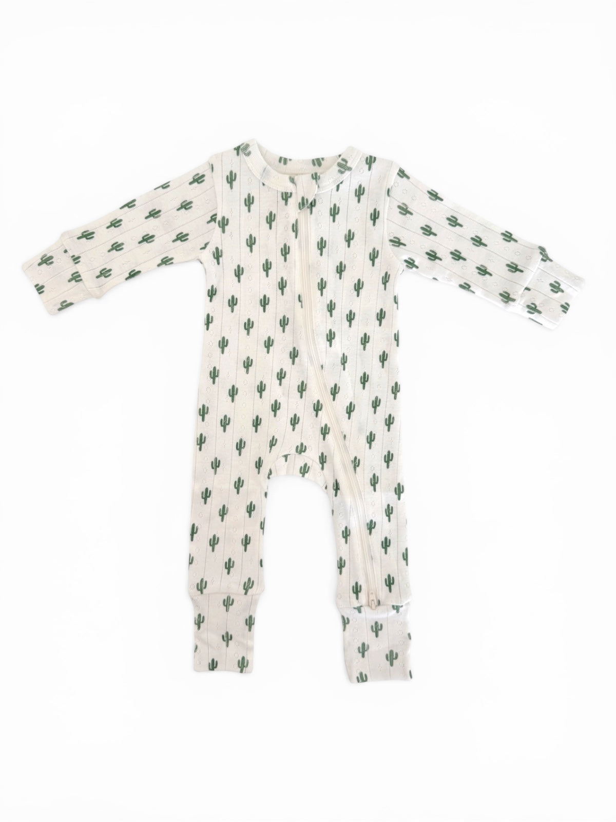 Cactus / Organic Pointelle 2-Way Zip Romper