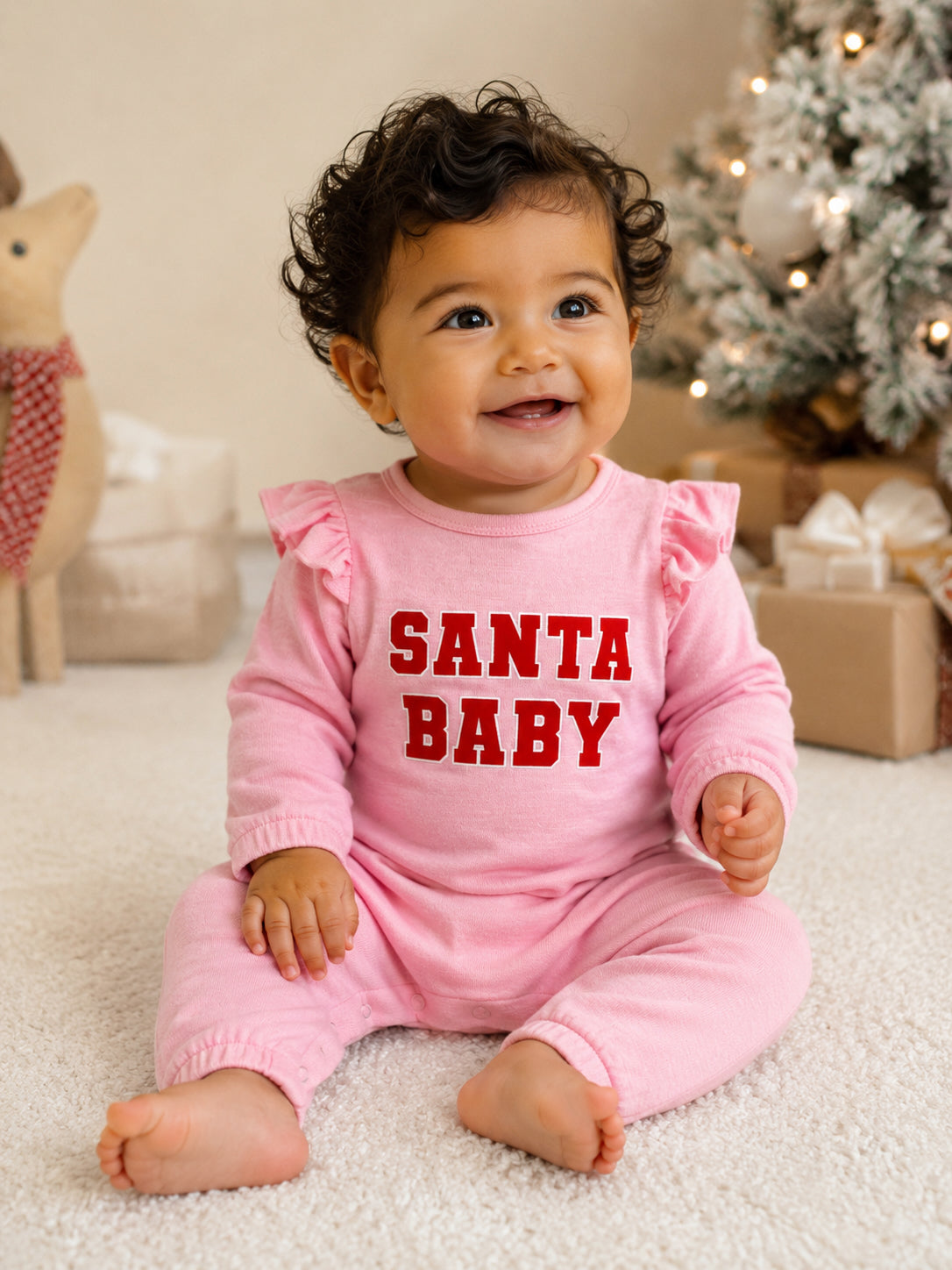 Smiling baby in pink 