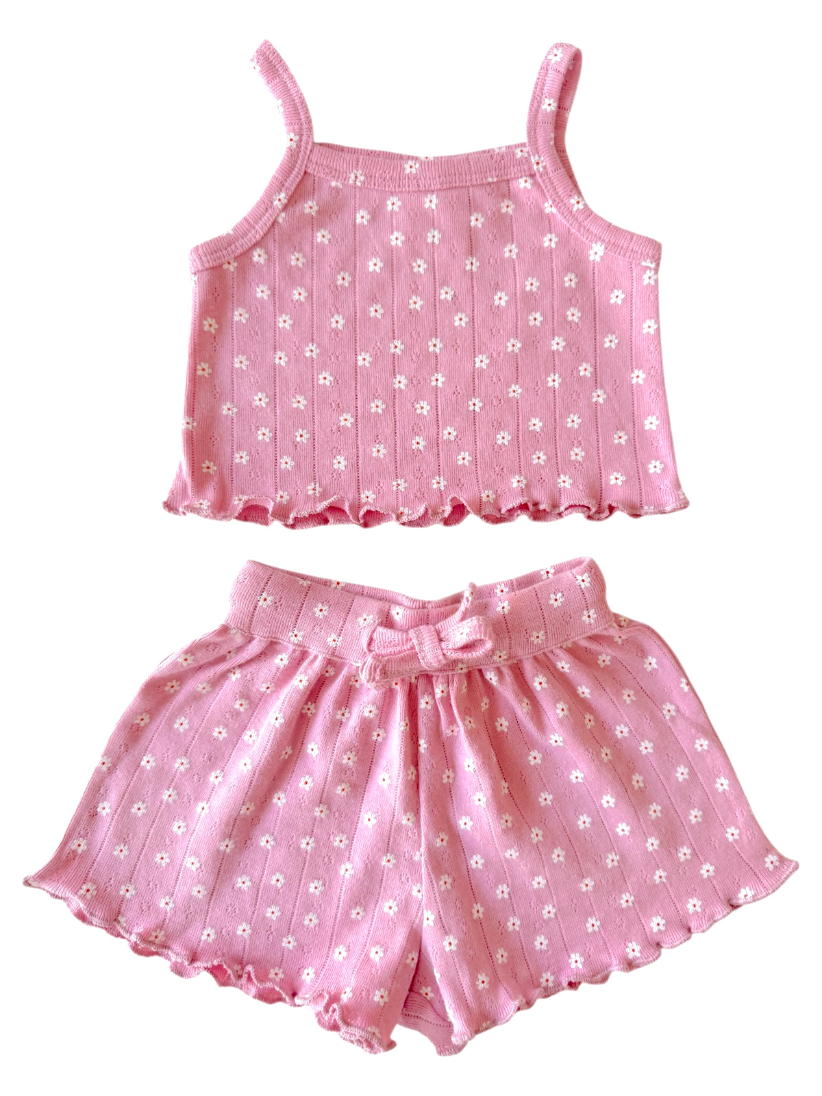 Pink Flower / Organic Pointelle Summer Set