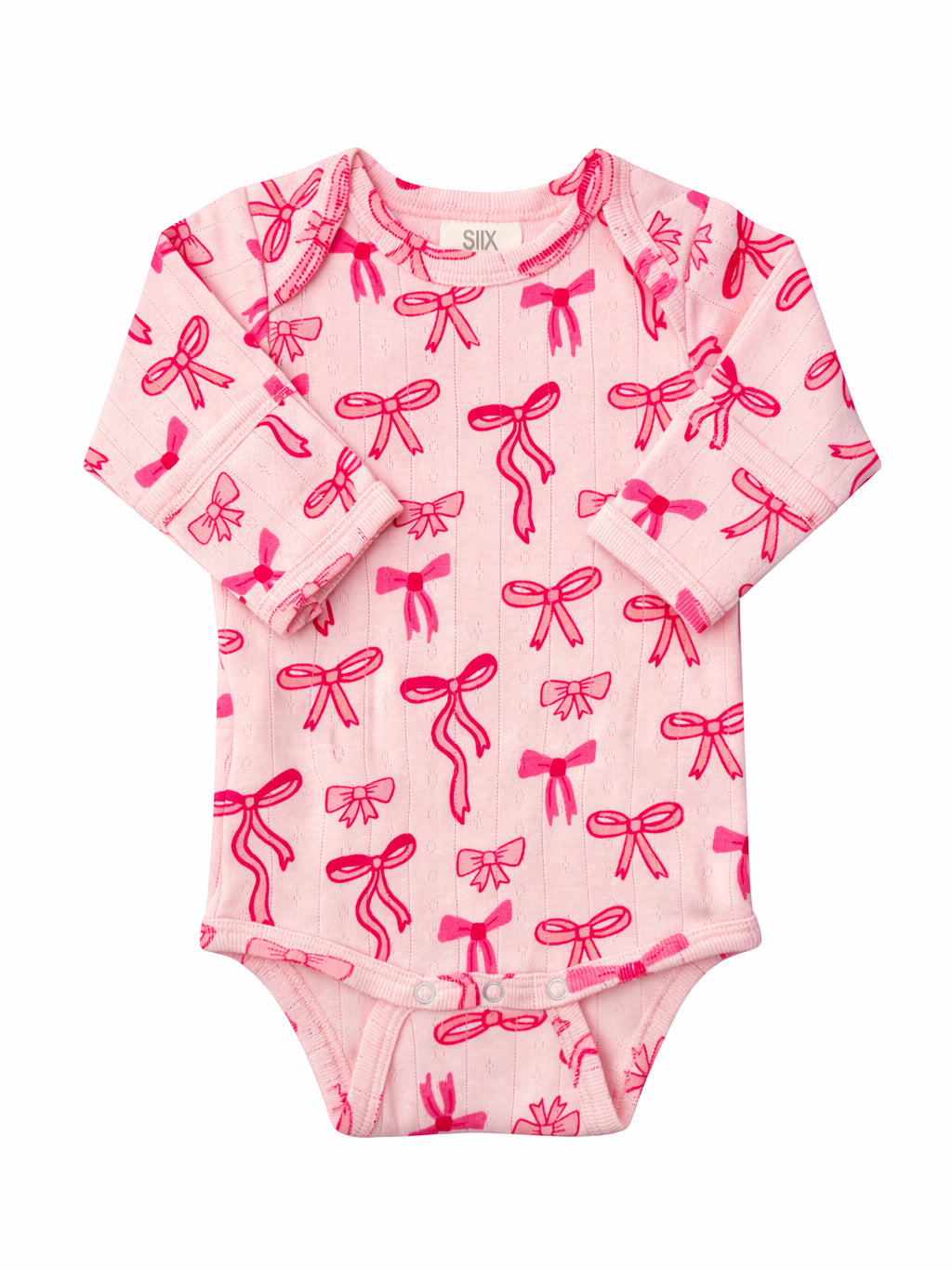 Pink Bows / Organic Pointelle Long Sleeve Bodysuit