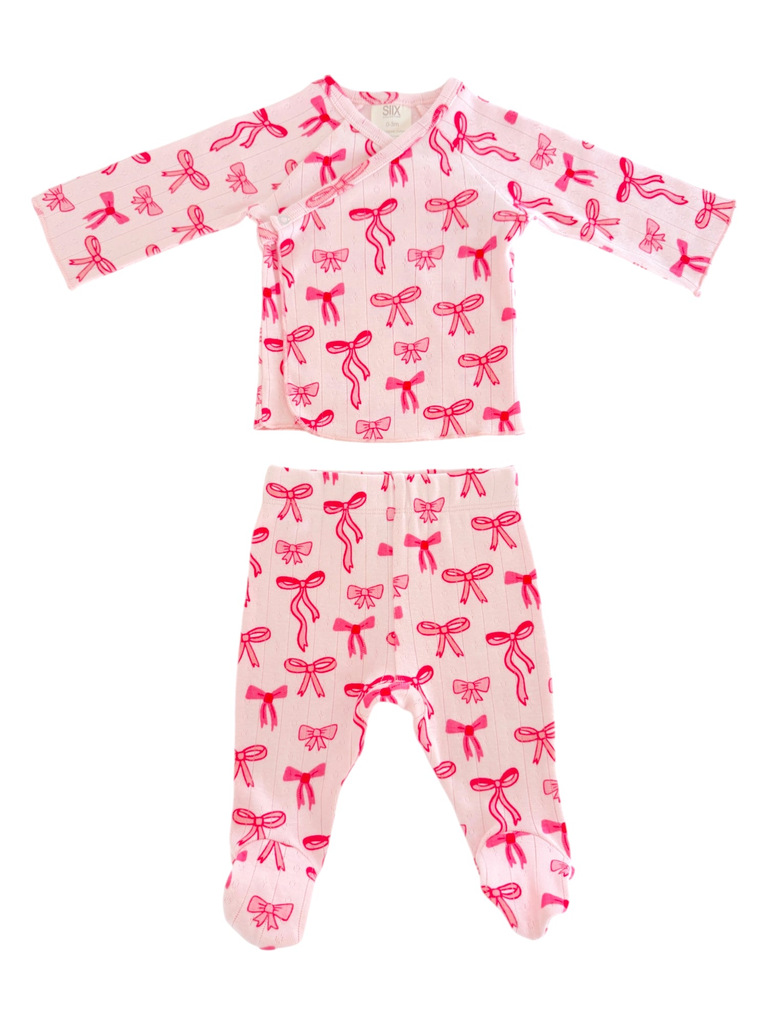Pink Bows / Organic Pointelle Newborn Set