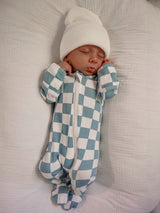 Blueberry Muffin Checkerboard / Organic Zip Footie
