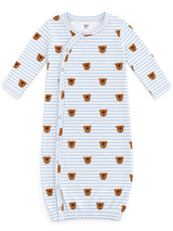 Blue Bear Stripe / Organic Cotton Gown