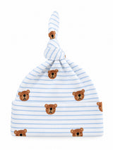 Blue Bear Stripe / Organic Cotton Beanie