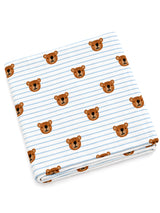 Blue Bear Stripe / Organic Cotton Swaddle