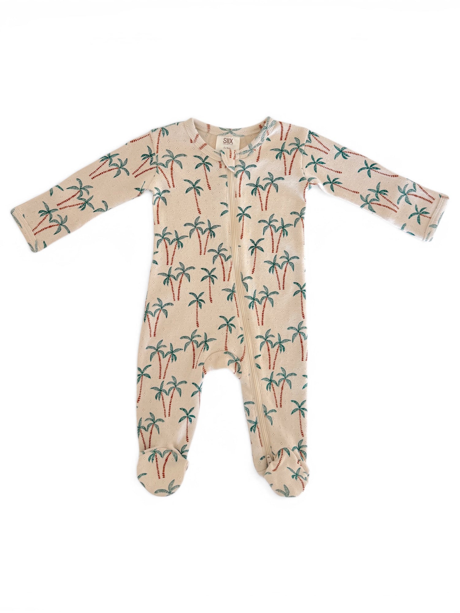 Palm Tree / Organic Pointelle 2-Way Zip Footie