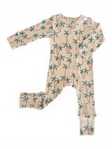 Palm Tree / Organic Pointelle 2-Way Zip Romper