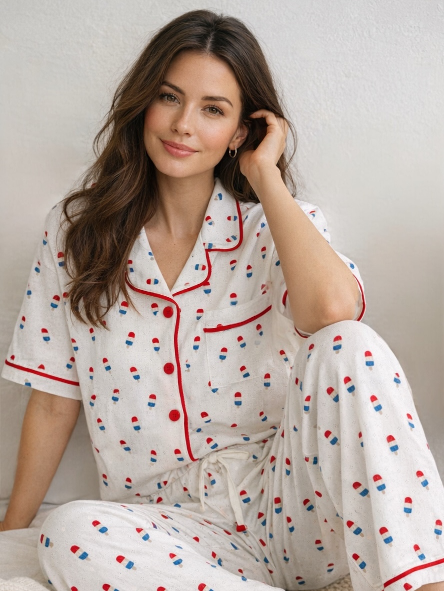 Popsicle / Organic Pointelle Women's Short Sleeve Lounge Set