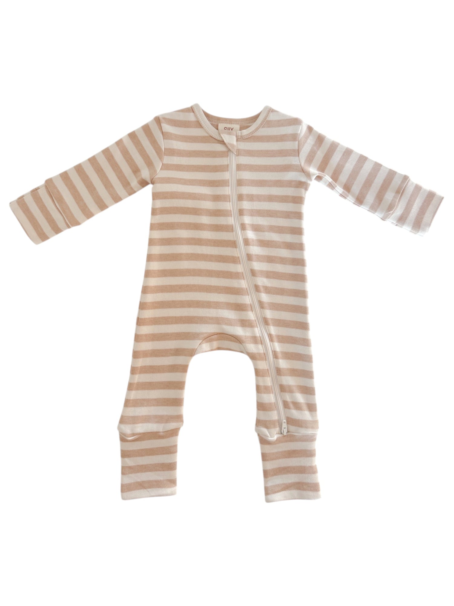 Biscuit Stripe / Organic 2-Way Zip Romper
