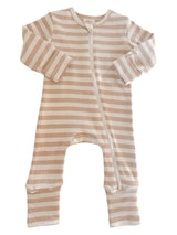 Biscuit Stripe / Organic 2-Way Zip Romper