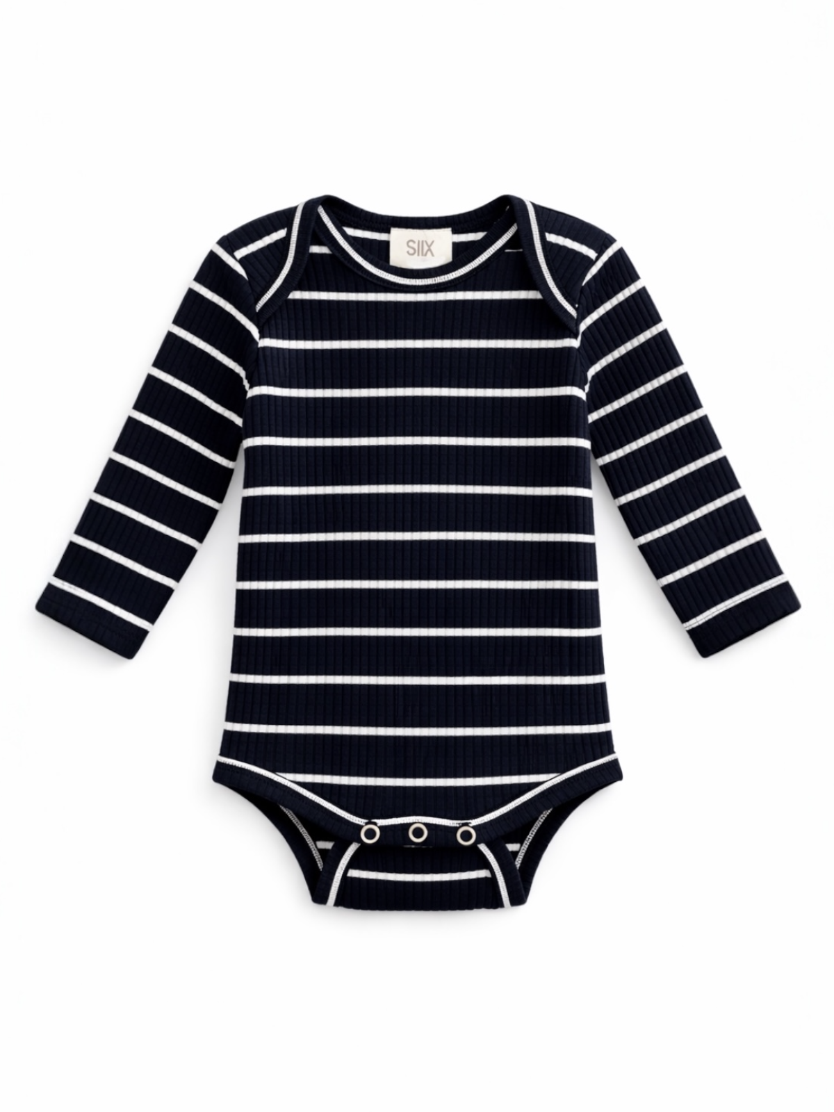Black/White Stripe / Ribbed Long Sleeve Bodysuit