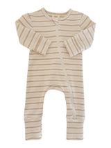 Biscuit Mixed Stripe / Organic 2-Way Zip Romper