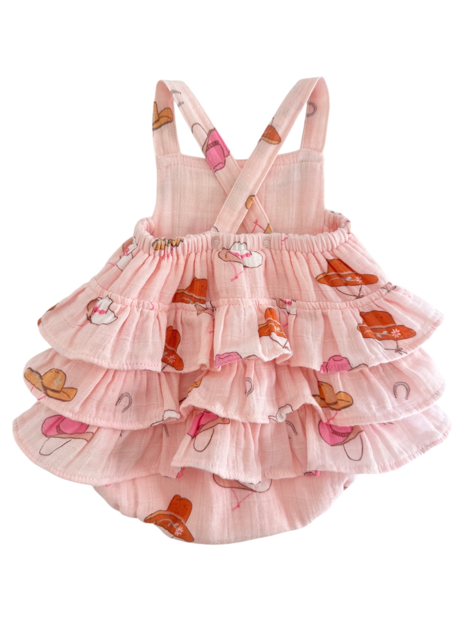 Western Pink / Muslin Ruffle Sunsuit