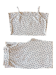 Cotton sleep set featuring a sleeveless top and matching shorts, both with a star pattern on a cream background.