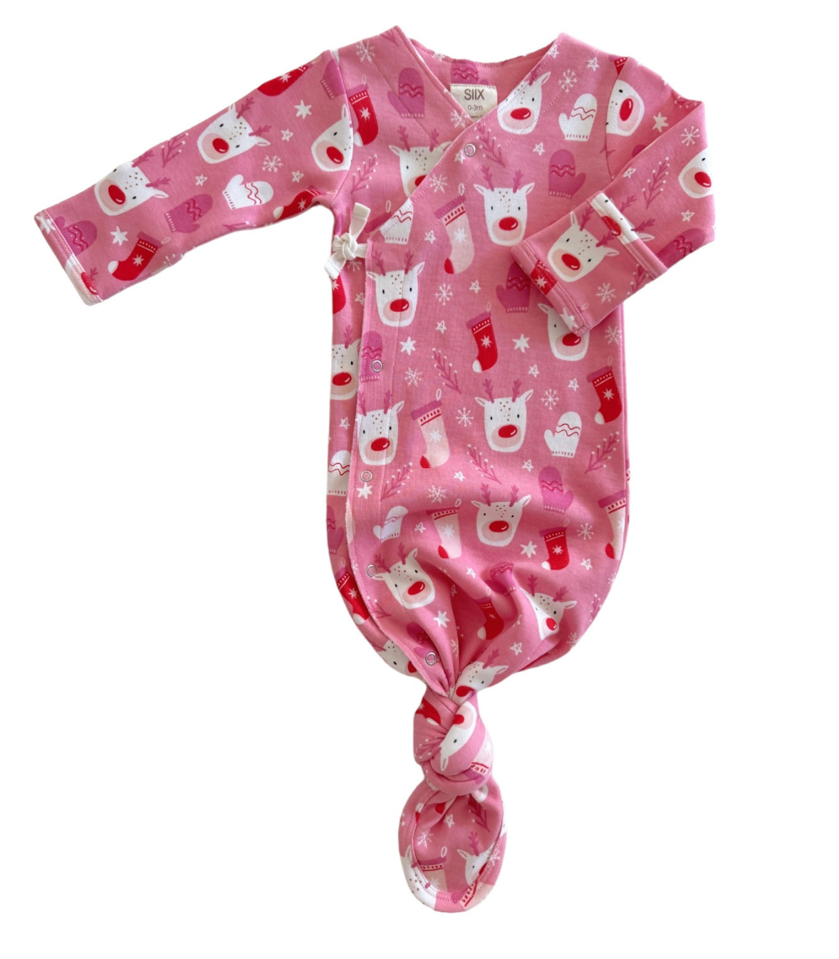 Reindeer Pink / Organic Kimono Knot Gown