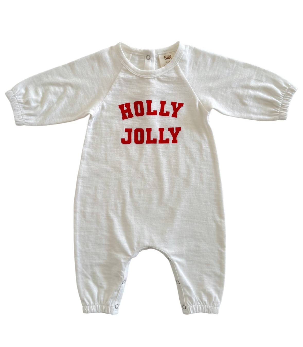 Holly Jolly White / Organic Long Sleeve Jumpsuit