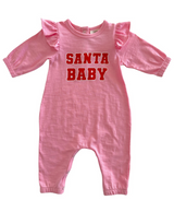 Santa Baby Pink / Organic Long Sleeve Ruffle Jumpsuit