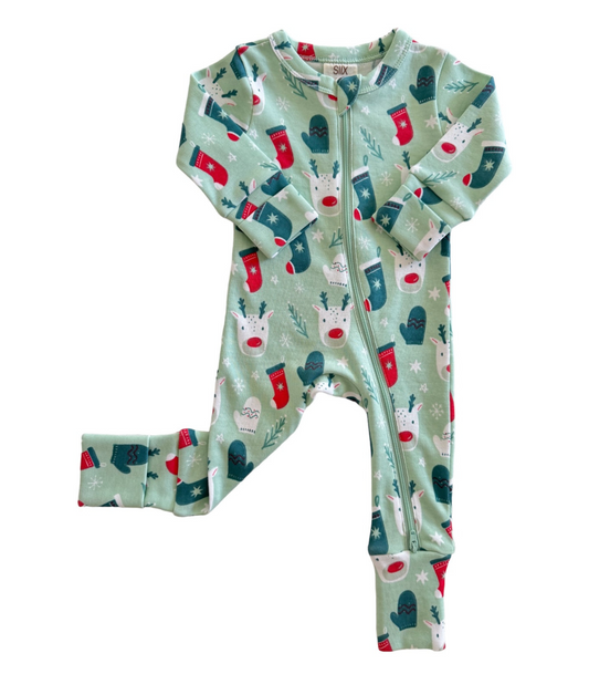 Reindeer / Organic 2-Way Zip Romper