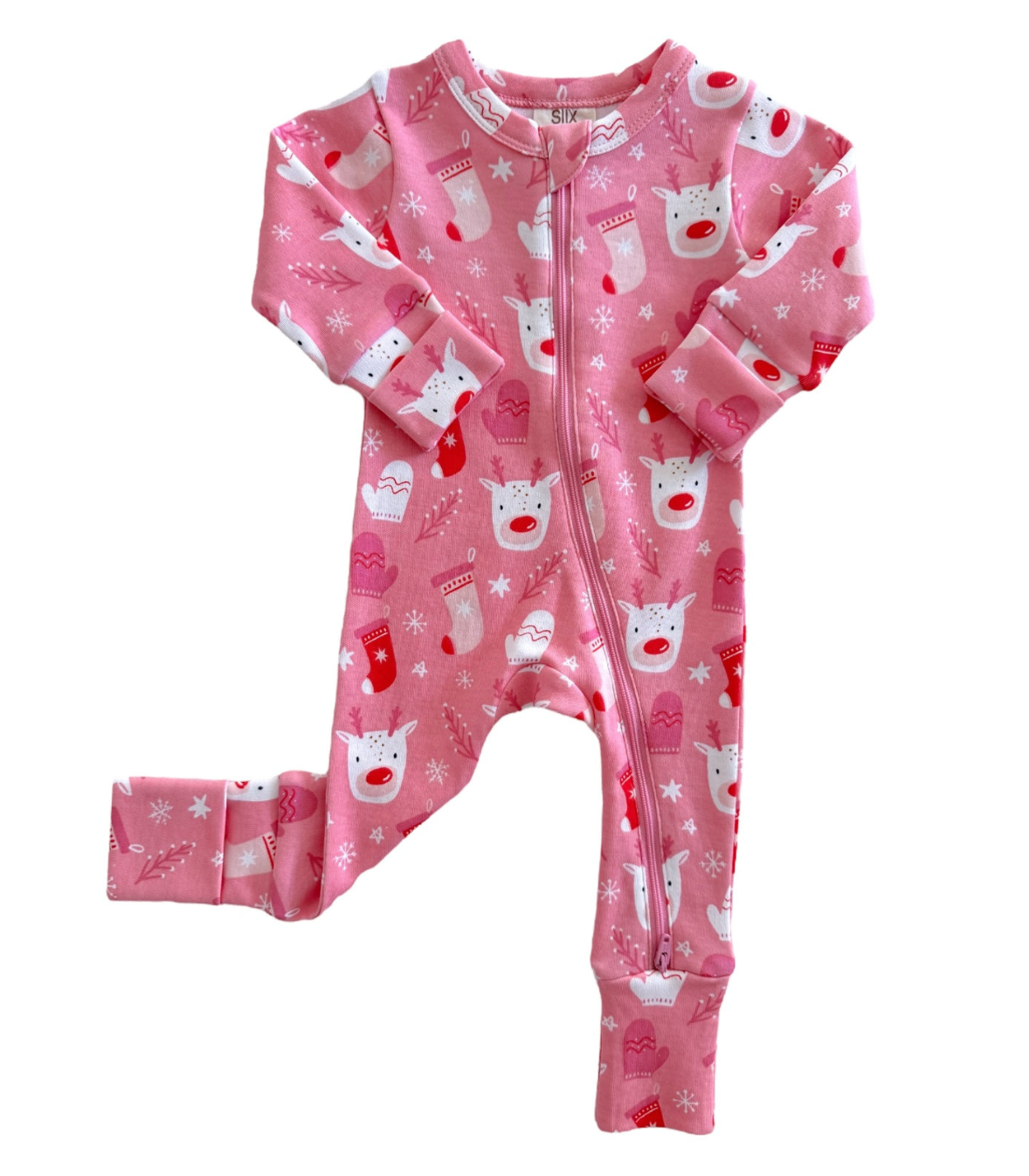 Reindeer Pink / Organic 2-Way Zip Romper