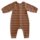 Saddle Stripe / Organic Ribbed Long Sleeve Bay Jumpsuit